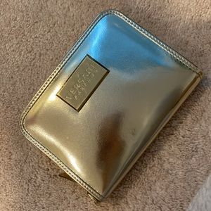 gold metallic versace clutch purse